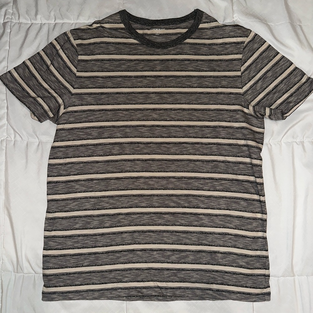 J.Crew, Large, Grey and White Striped T-Shirt